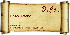 Doma Csaba névjegykártya
